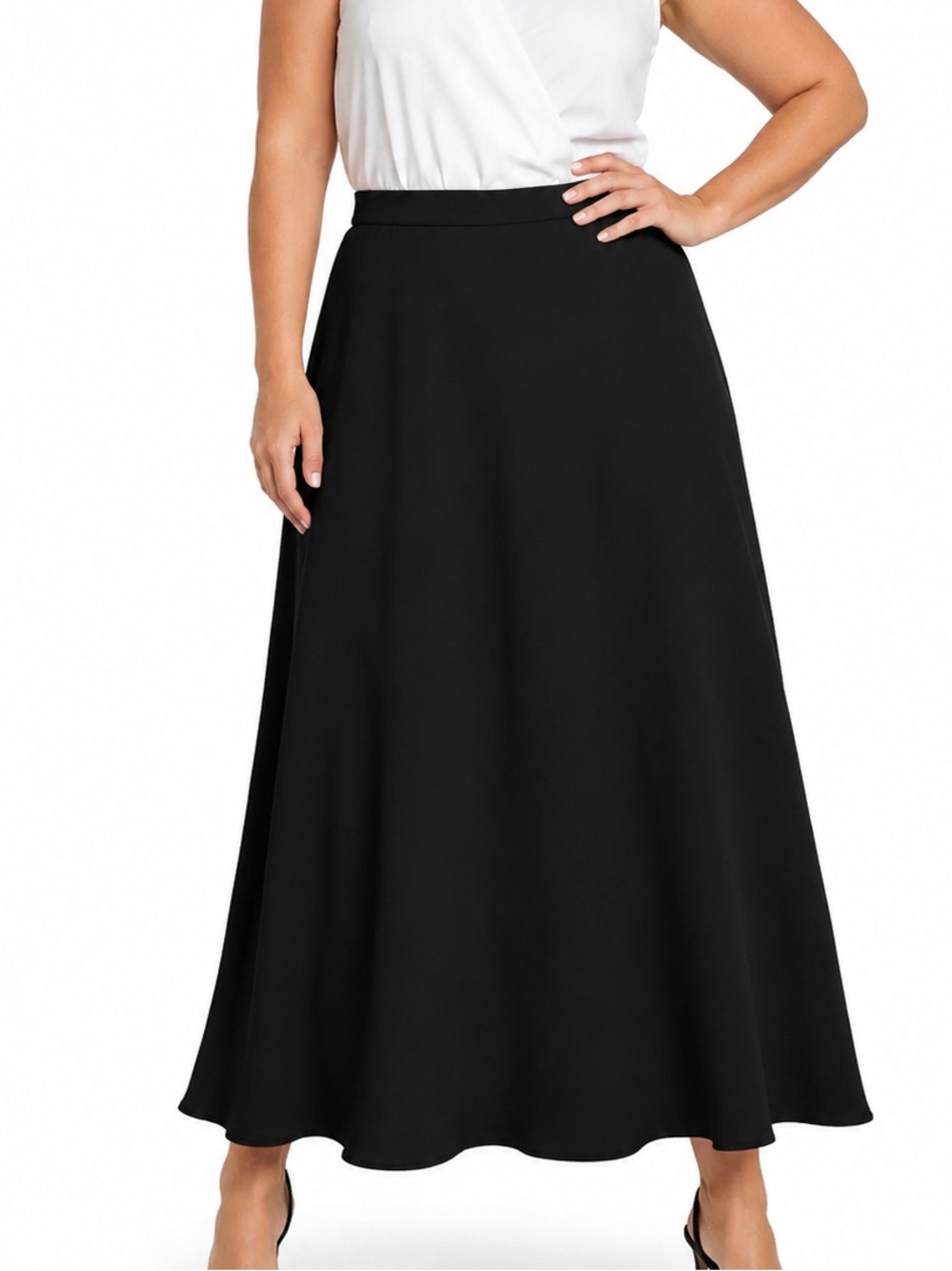 Vintage Lily & Taylor Black Fit & Flare A-Line Maxi Skirt Plus Size 18